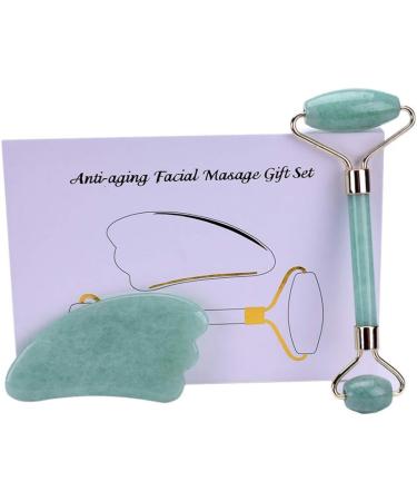 Jade Roller & Gua Sha Set Jade Roller for Face Gua Sha Facial Tools Anti Aging Jade Roller- Green Quartz Skin Care Tools for Face Massager Body Eyes Neck Skin Tightening(Green) - Buy Online on GoSupps.com