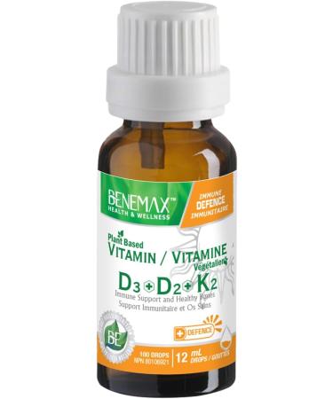 Benemax Vitamin D3 + D2 + K2 Drops: Immune Support + Healthy Bones. 12ml. 100 Drops - Buy Online on GoSupps.com