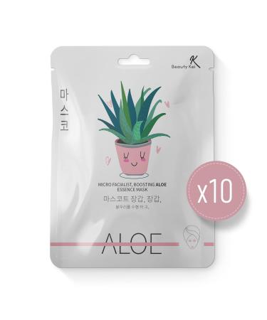 Korean Sheet Face Mask Skin Care Aloe Vera Deep Hydration Anti Aging Anti Wrinkle Deep Moisturizing Facial Mask Set (10 Pack)