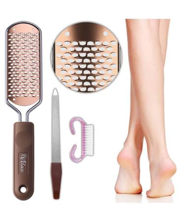 Callus Remover Pedicure Kit 3PC KN FLAX Large Foot File Small Toenail Grater and Brush for Heel - Colossal Foot Rasp Scraper Tools for Dead Skin Removal Scrubber for Wet and Dry Feet Callous Shaver