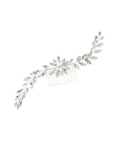 DOITOOL Crystal Hair Comb Bridal Wedding Headpiece Leaf Hair Pin Rhinestone Headpiece Jewelry Hair Comb Rhinestone Hair Clip Rhinestone Barrettes Tiara Bride Manual Hair Piece