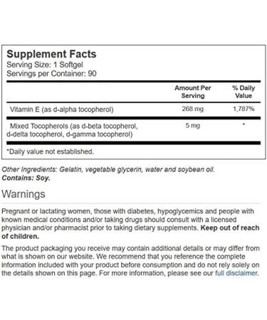 Vitacost Natural Vitamin E Softgels - 268 mg (90 Count) - Buy Online on GoSupps.com