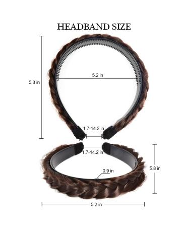 VUKU Fluffy 2 Strands Synthetic Hair Braid Headband - Brown | Wide Non-Slip Twist Braided Headband for Girls and Women - Buy Online on GoSupps.com