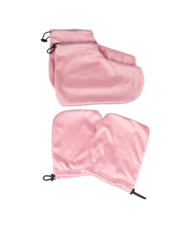 2 Paires Ensemble et couvre-pieds isol s en coton traitement la paraffine pour mains trousse la cire thermique Couvre-mains de bain de cire de bain en rose
