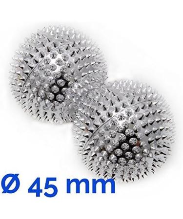 Chi Enterprise Magnetic Massage Balls - Medium | 2 Silver Hedgehog Balls for Acupressure & Self-Therapy - 47mm Diameter with 228 Needles - Buy Online on GoSupps.com