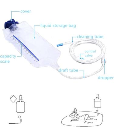 Enema Bag Kit - Reusable Colon Coffee Enema Cleansing Kit with 10 Replacement Silicone Hoses - 1200ML Home Douche Cleaner - Buy Online on GoSupps.com