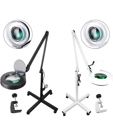15X Magnifying Floor Lamp with Clamp and Rolling Base - 2280 Lumens, 15-Diopter Real Glass, LED Magnifying with Adjustable White Light for Reading, Sewing, Beauty, Repair - Black - Buy Online on GoSupps.com