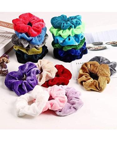 20 Pieces Velvet Hair Scrunchies | Colorful Elastic Hair Ties for Girls & Women | Premium Hair Accessories - Buy Online on GoSupps.com