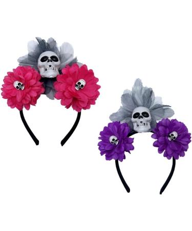 hgnxa Simulated Flower&Skull Shape Headband for Women Halloween Party Hair Hoop Hairband Woman Taking Photo Hair Accessories Blue - Buy Online on GoSupps.com