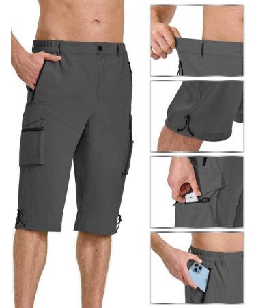 Pausel Men's Quick Dry Stretch Cargo Shorts - 3X-Large Gray | Ideal for Hiking, Fishing, Camping - Buy Online on GoSupps.com