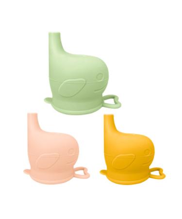 Scoolr Baby Sippy Cup Lids 3pcs Spill Proof Food-Grade Silicone Sippy Lids for Kids (Green+Yellow+Pin-k)