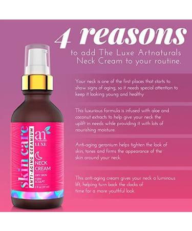 Artnaturals Luxe Neck Cream - Anti-Aging Geranium, 2 fl oz - Firming & Moisturizing - Buy Online on GoSupps.com
