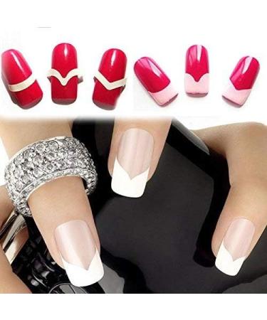 Haobase French Manicure Nail Art Tips Sticker Stencil - 3 White Styles (10 Sheets) - Buy Online on GoSupps.com
