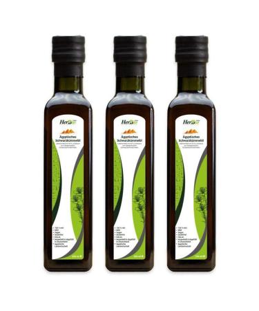 Herbbio Egyptian black cumin oil cold -pressed 3x250ml gently in raw food quality 100% natural clean black seed oil freshness arrangement: daily mill fresh from herbbio.