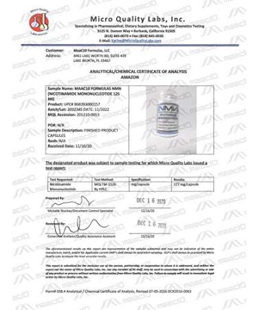 MAAC10 NMN 125mg Capsules: 99% Pure Pharmaceutical Grade Stabilized NMN Supplement - The Ultimate NAD+ Precursor (30 Count) - Buy Online on GoSupps.com