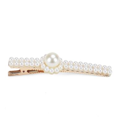 diamante hair clips for women Hair Clips Hair Pearl Hair Clips Wedding Headpieces Bangs Side Clip for Wedding Party Prom 1 count (Pack of 1) White