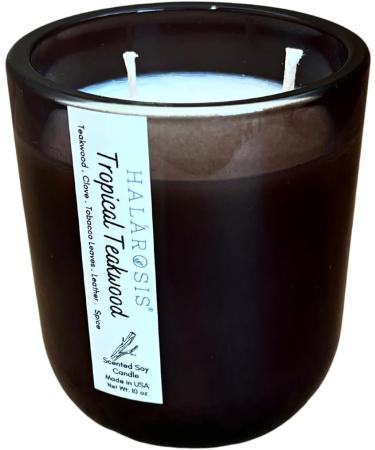 Halarosis Curve Tropical Teakwood Scented Candle - Long-Lasting Natural Soy Wax Premium Quality 50-Hour Burn Time - Perfect Gift (10 oz - Buy Online on GoSupps.com