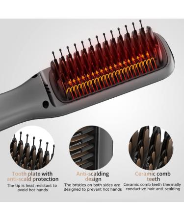 Fast Heating Ceramic Hair Straightener Brush with 4 Temp Settings | Anti-Scald, Auto Temperature Lock, Auto-Off | Professional Salon Result for Frizz-Free Silky Hair - Gold - Buy Online on GoSupps.com