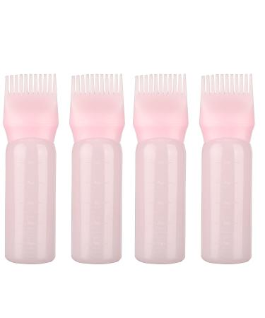 MFUOE 4 PCS Applicator Bottle Pink Root Comb Hair Dye Bottle Hair Dyeing Bottles Salon Hair Coloring Dyeing