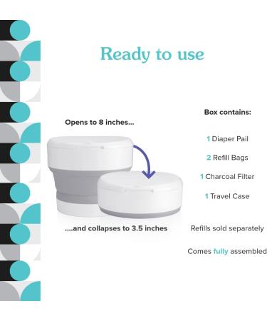 PurePail Go Portable Diaper Pail White Superior Odor Control with No Added Fragrance Collapses for On-the-Go Compact & Space-Saving Go Pail - Buy Online on GoSupps.com