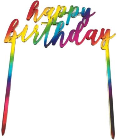 Rainbow Happy Birthday Cake Topper Acrylic Birthday Cupcake Topper Cake Pick Decorations for Birthday Party Cake Desserts cup cake topper - Buy Online on GoSupps.com