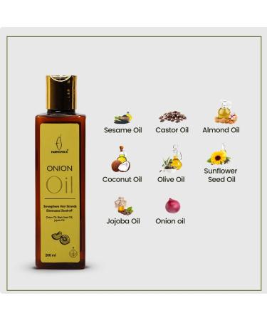 Farmonics Onion Hair Oil with Coconut, Black Seed & Jojoba Oils - 200ml | Promotes Stronger, Healthier Hair, Ideal for Hair Loss & Dandruff | No Silicones/Parabens - Buy Online on GoSupps.com