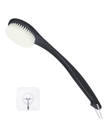 ROLIZOE Back Brush Long Curved Handle for Shower  Shower Brush with Soft Bristle  Back Scrubber Body Exfoliator for Wet or Dry Brushing  Black A-Black