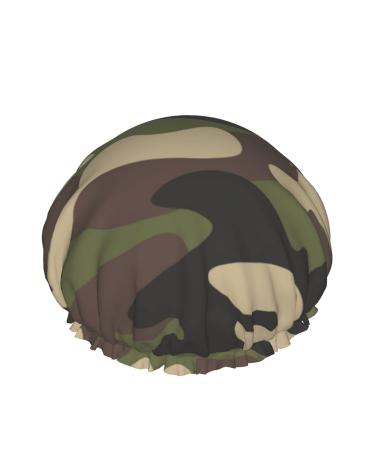 Camouflage Military Abstract Camo Shower Caps  Bath Cap for Men And Women Waterproof Double Layer Reusable Elastic Bath Caps Shower Cap for All Hair LengthS