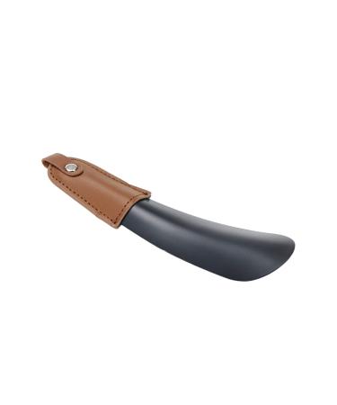Crapyt Stainless Steel Shoehorn Black with Brown Leather Handle Hardware Home Office Portable Lightweight Compatible Metal for Senior Men Women Children Shoe Helper Stick 1 PCS Length:17cm/6.69 inch