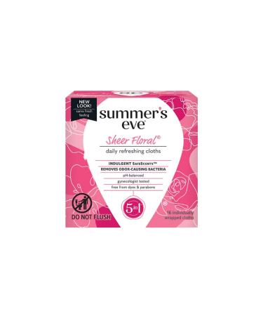 Summer's Eve Feminine Cleansing Cloths For Sensitive Skin Sheer Floral 16 Count 16 Count (Pack of 1)