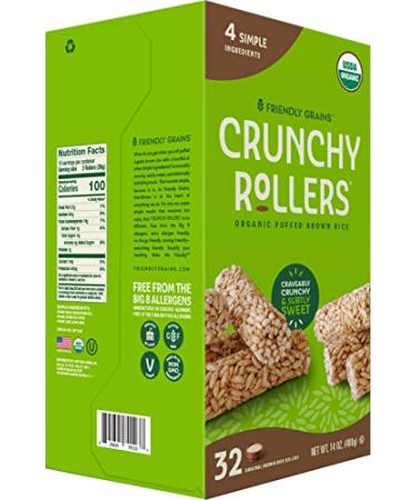 Friendly Grains Crunchy Rollers - Organic Brown Rice Snacks (16 Packs of 2) - Buy Online on GoSupps.com