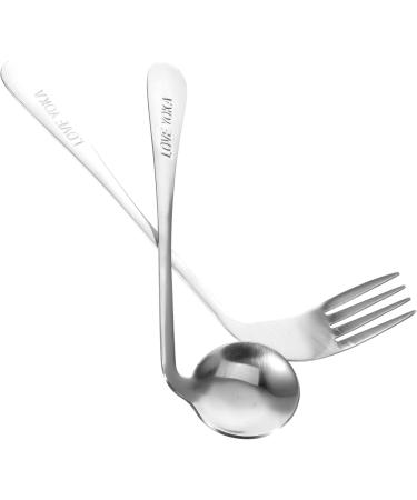 Lurrose Left-Handed Stainless Steel Cutlery Set - 3-Piece Angled Forks for Adaptive Dining | 17x4.5cm - Ideal for Seniors & Salad Serving - Buy Online on GoSupps.com