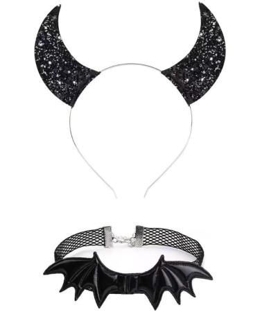xbiez Girls Glitter Gothic Halloween Cosplay Devil Wing Headband Punk Hair Jewelry Unique Black Headwear Supplies 4 - Buy Online on GoSupps.com