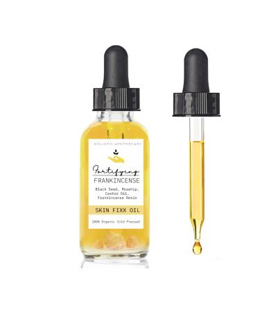 Fortifying Frankincense Resin Infused 100% Organic Black Seed, Rosehip & Castor Oils for Face Miracle Anti-Aging Facial Moisturizer Cold Pressed Oils Natural Serum Skincare Hydrates Skin