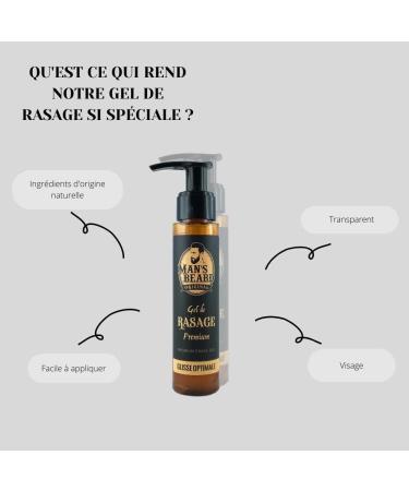 Man's Beard - Transparent Precision Beard Shaving Gel with Aloe Vera - Sensitive Skin - 75 ml - Ingredients of Natural Origin - 100% Made in France - Buy Online on GoSupps.com