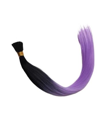Hair Piece Colorful Hair Extensions I Tip Hair Rainbow Hairpieces Ombre Color 16inch 100 Strands/set For Women Synthetic Hair Accessiories For Women(Black-LightPurple)