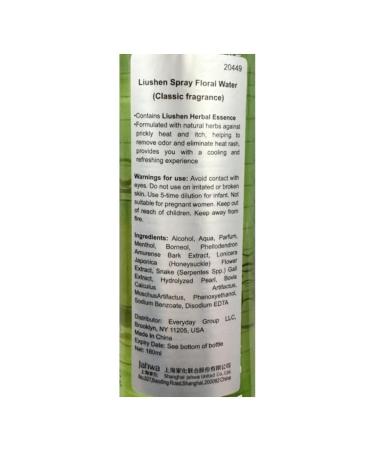 Liushen Spray Floral Water Classic Fragrance Cooling Herbal Mist for Itch & Odor Relief 180ml - Buy Online on GoSupps.com