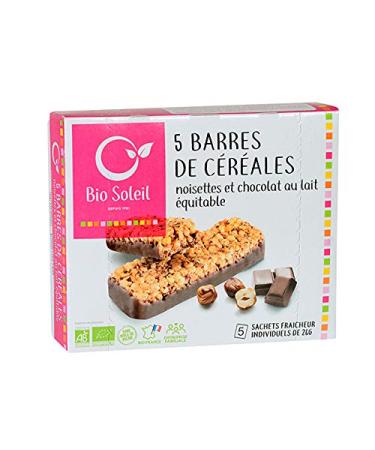 CHOCOLATE HAZELNUT CEREAL BARS X5 130G, ORGANIC SOLEIL, UNIT