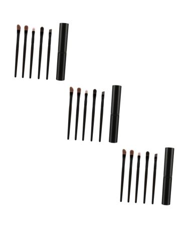 DOITOOL 15 Pcs Horse Hair Eye Shadow Brush Liner Brush for Eyes Eyeshadow Brush Kit Set Makeup Brush Size 1x3pcs Blackx3pcs