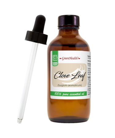 Clove Leaf Essential Oil 4 fl oz (118 ml) Glass Bottle w/Glass Dropper 100% Pure & Natural, Uncut - GreenHealth