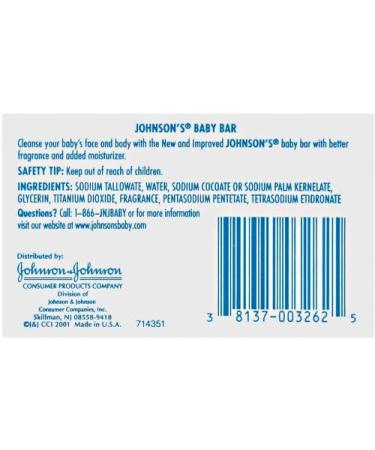 Johnson's Baby Soap Bar 3oz - Gentle Hypoallergenic Formula for Baby Bath and Skin Care - Buy Online on GoSupps.com