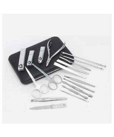 Nail Clippers Set Stainless Steel Nail Tools Man and Woman Nail Files Portable Travel 18 Pieces Black