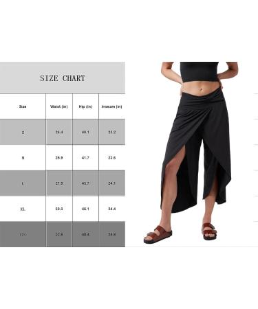 Women's High Waist Yoga Pants - Split Wide Leg Capri with Pocket - Dark Gray, XX-Large - Buy Online on GoSupps.com