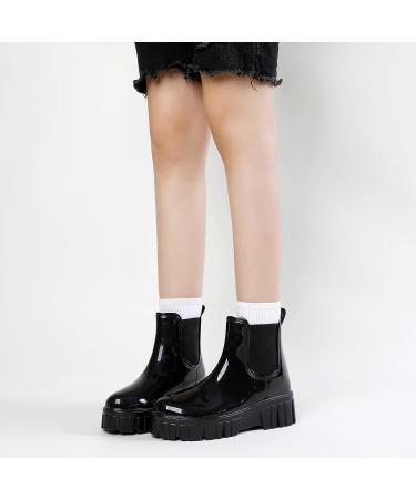 RIUETAR Waterproof Chelsea Rain Boots - Lightweight Garden Boots Adult Cute Short Rain Boots for Outdoor (9.5 Women/8.5 Men, Black) - Buy Online on GoSupps.com