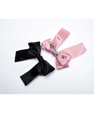 8-Piece Set Big Satin Ribbon French Barrettes for Women - Large, Soft, Silky Hair Bow Clips - Buy Online on GoSupps.com