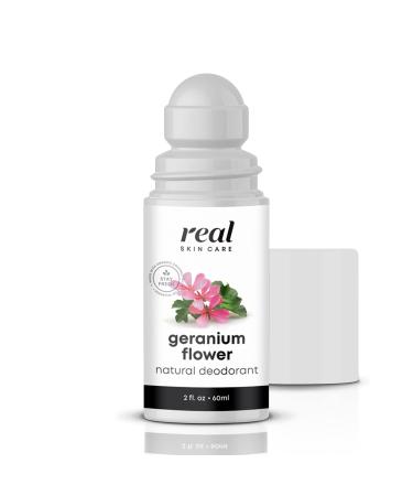 Real Skin Care Organic Deodorant with Coconut Oil | Geranium Flower | All Natural Deodorant for Women and Men | Vegan Aluminum Free Deodorant Infused with Essential Oils | Handmade In the USA Geranium Flower One