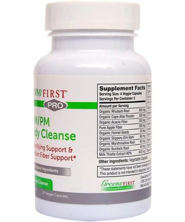 Greens First Full Body AM/PM Cleanse - 20 Veggie Capsules for Natural Detox & Digestive Health - Buy Online on GoSupps.com