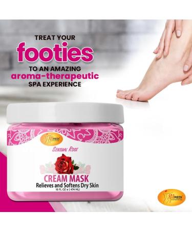 SPA REDI Sensual Rose Body & Foot Cream Mask Hydrating Pedicure Massage with Hyaluronic Acid & Comfrey Extract 16 Oz - Buy Online on GoSupps.com