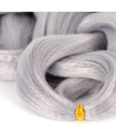Mybraids 1-Colored Premium Braid Hair - 2m Long for Rasta Braids Dreads Crochet Twists Box Braids Cornrows | Light Gray Artificial Hair Extensions - Buy Online on GoSupps.com