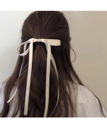 xbiez Chic Bow Elastic Hair Ropes Ponytail Holder Fashionable Ribbon Hair Scrunchie for Women and Girls Beige - Buy Online on GoSupps.com